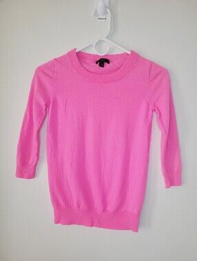 J.Crew 100% Merino Wool Tippi Sweater Pink Women's XXS 3/4 Sleeves Barbie Casual